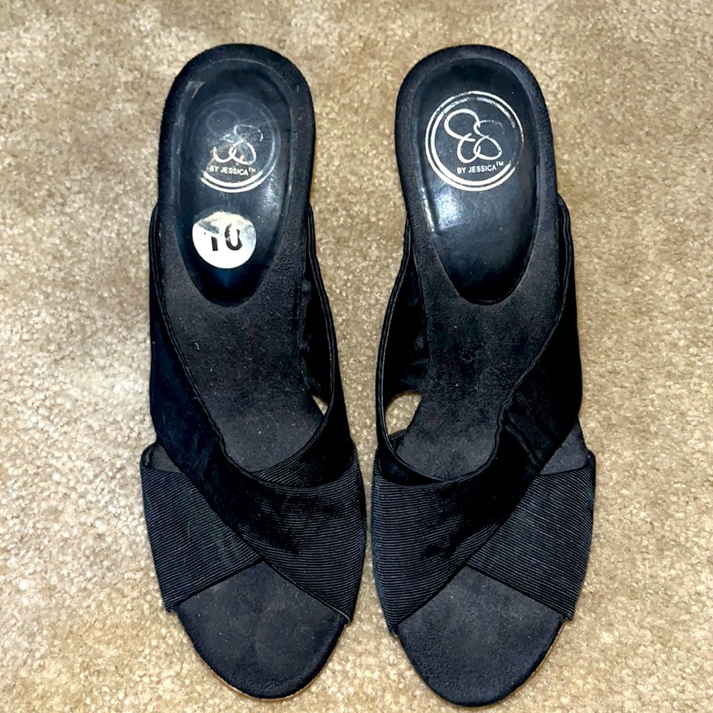 Jessica Simpson Black Wedge Slide Sandals